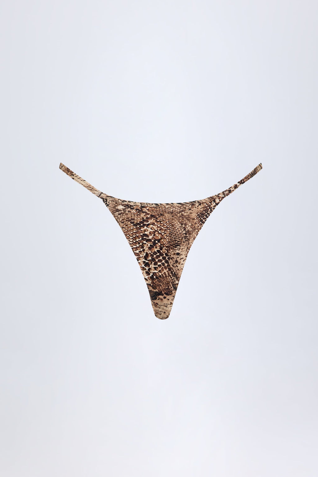 Chic Charm-Detail Thong Bikini Bottoms in Snake Print