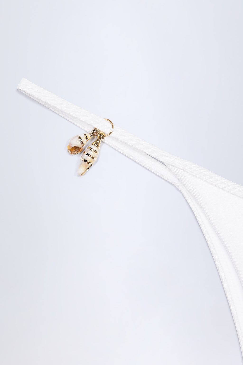 Chic Charm-Detail Thong Bikini Bottoms in White
