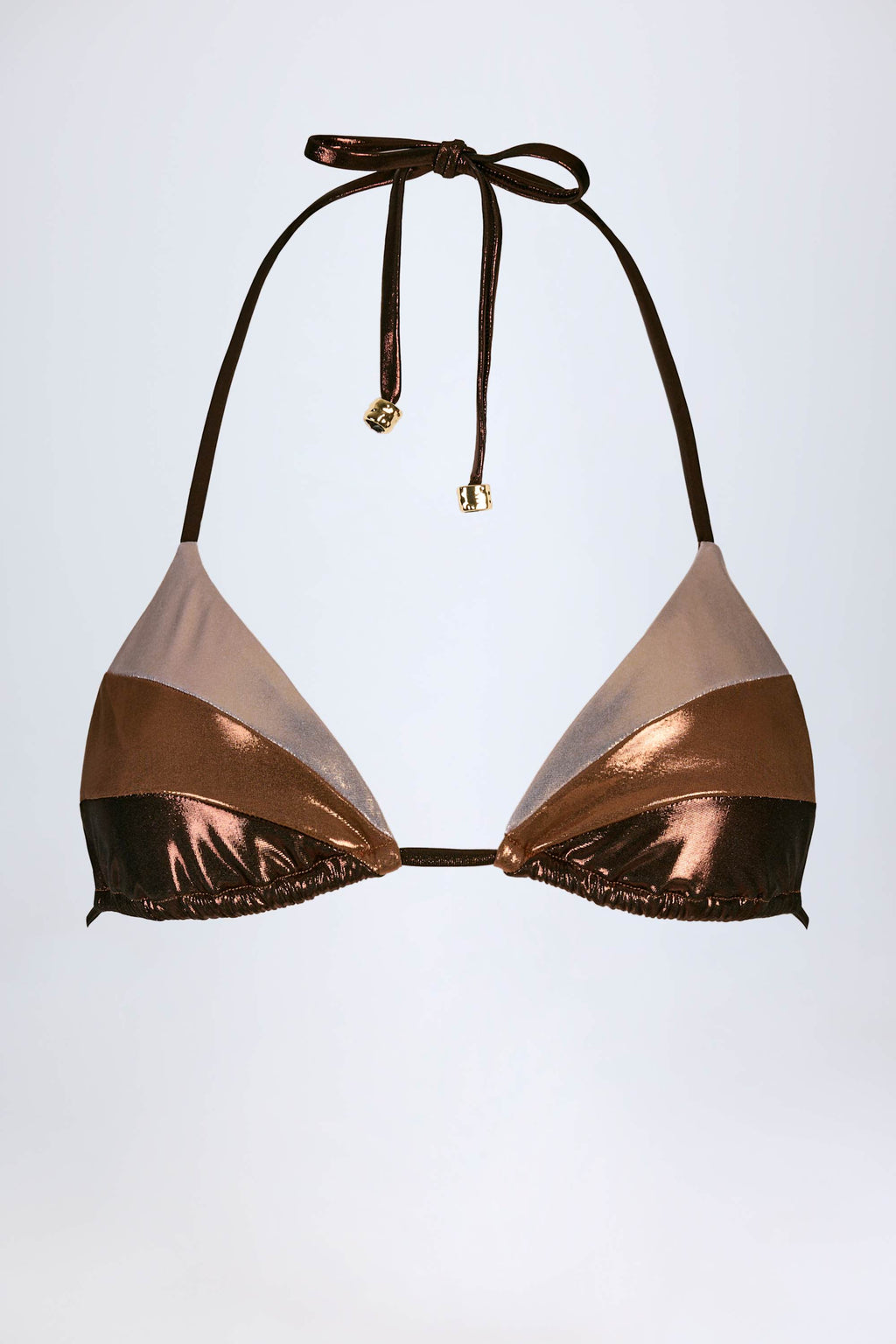 Chic Panelled Bikini Bra in Bronze Gold