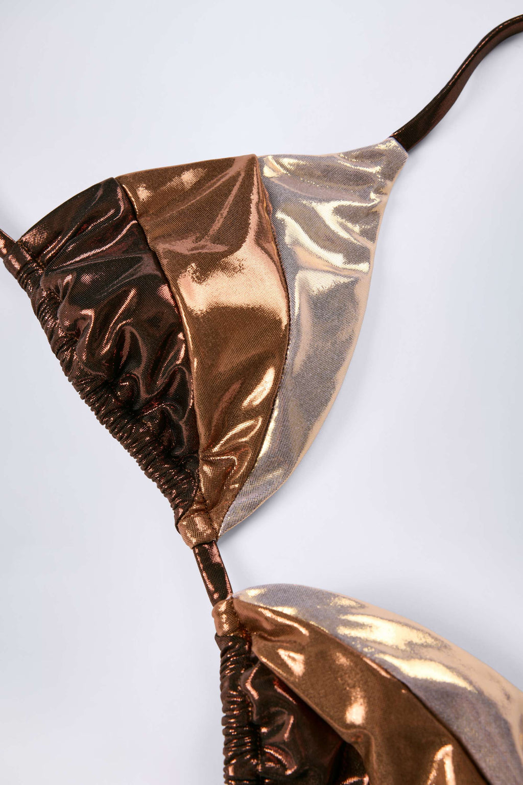 Chic Panelled Bikini Bra in Bronze Gold