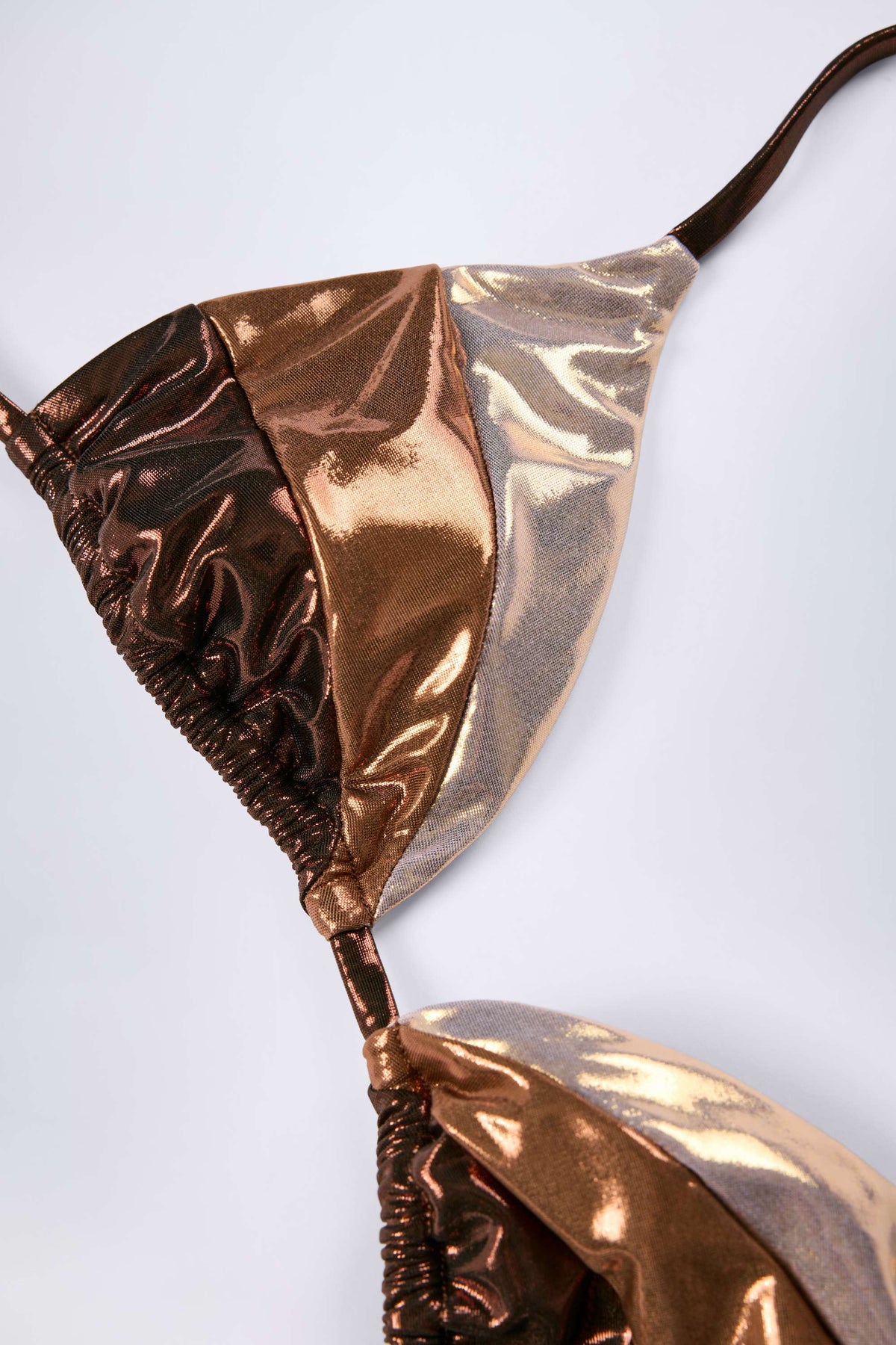 Chic Panelled Bikini Bra in Bronze Gold