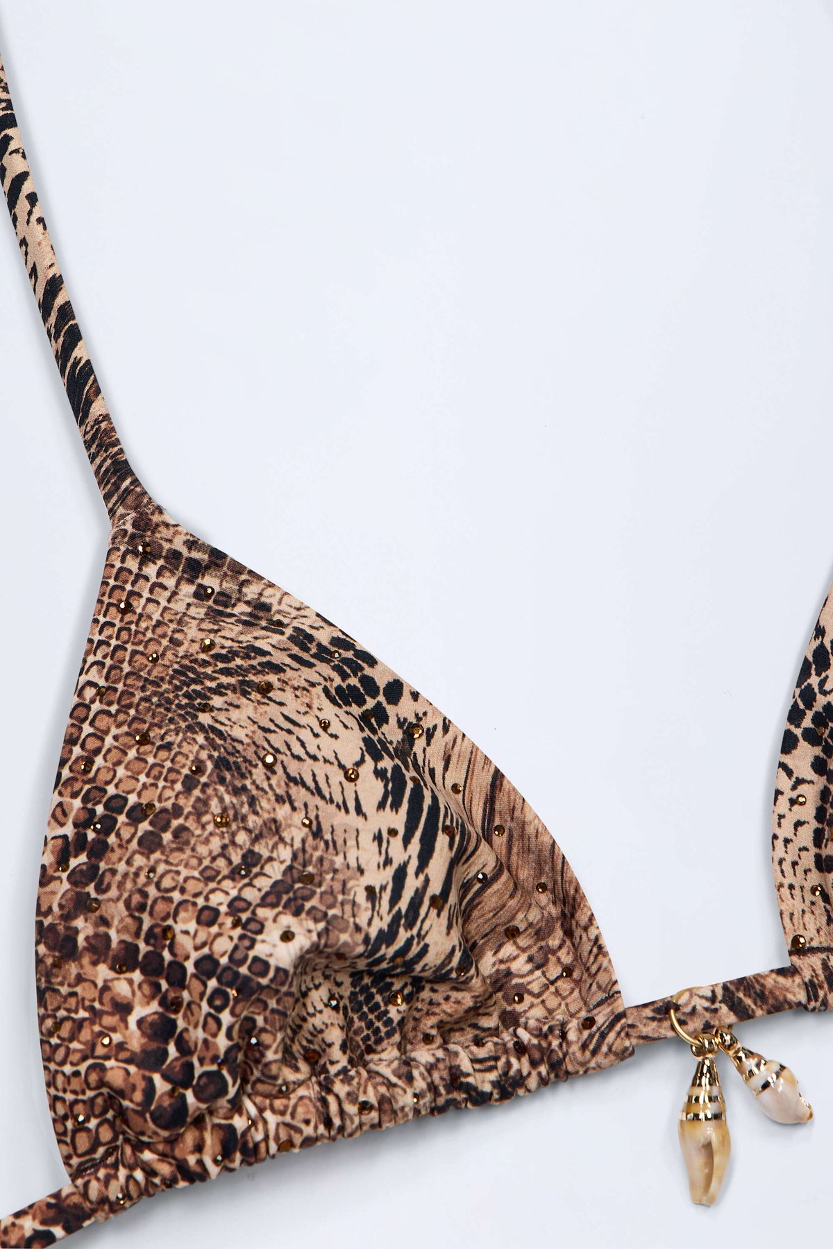 Chic Charm-Detail Triangle Bikini Top in Snake Print