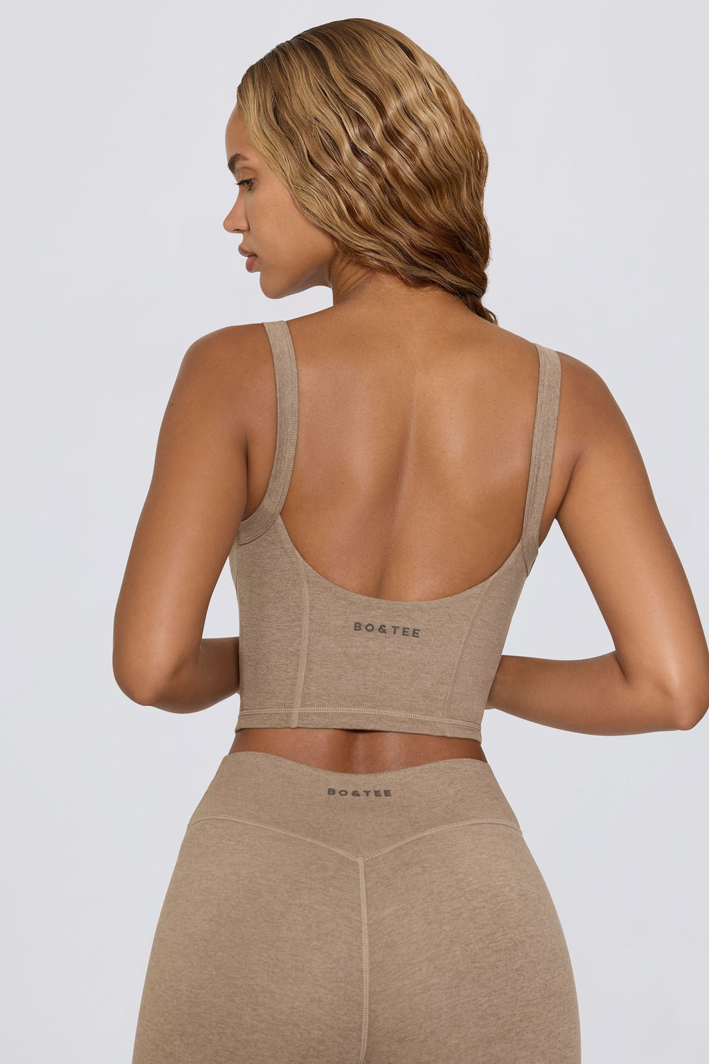 Chic Cropped Tank Top in Mocha Marl
