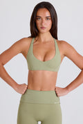 Chic Crossback V-Neck Sports Bra in Matcha