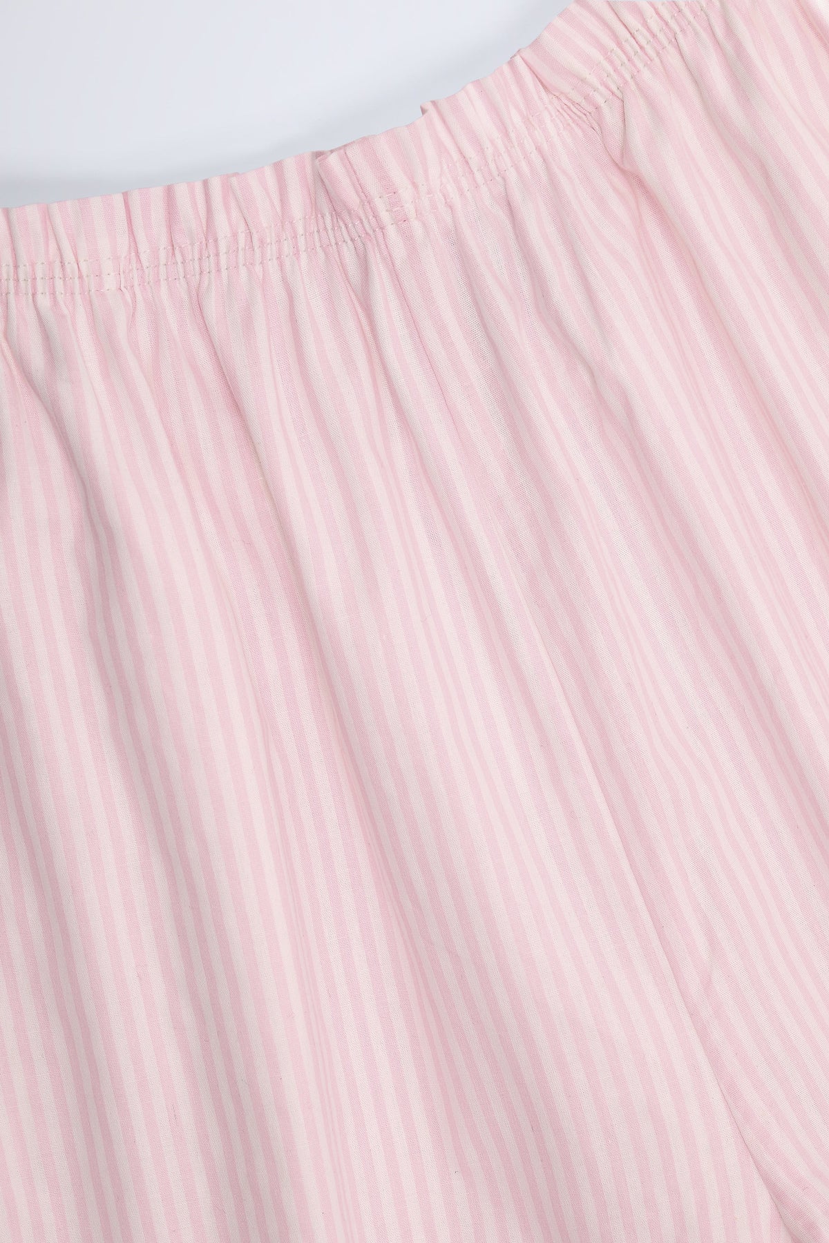 Chic Wide-Leg Cotton-Poplin Trousers in Pink White Stripe