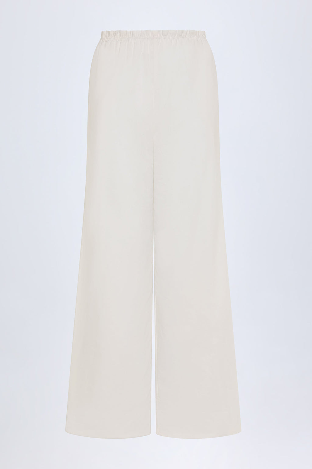 Chic Wide-Leg Cotton-Poplin Trousers in White
