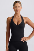 Chic Define Luxe Halterneck Tank Top in Black