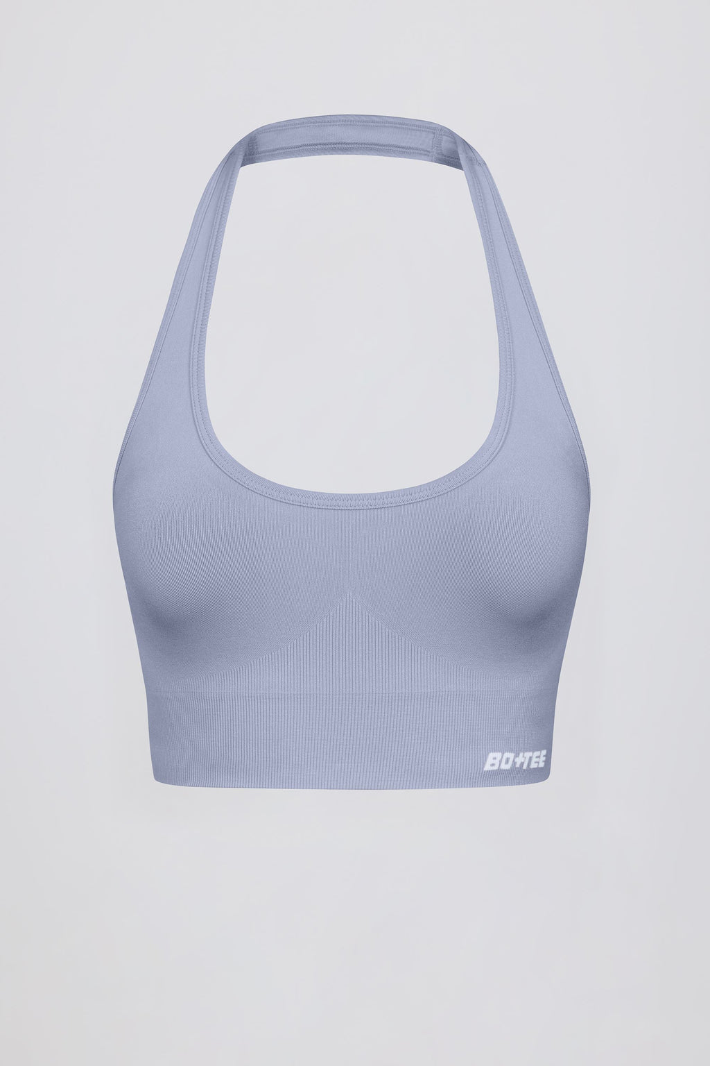 Chic Define Luxe Halterneck Sports Bra in Blue Grey