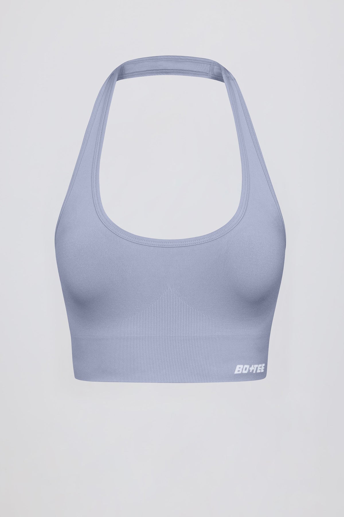 Chic Define Luxe Halterneck Sports Bra in Blue Grey
