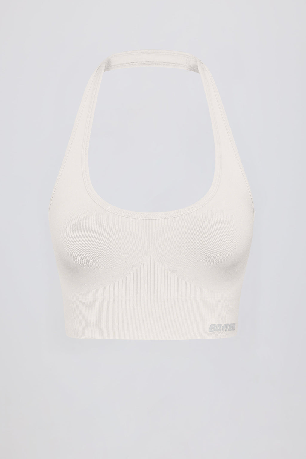 Chic Define Luxe Halterneck Sports Bra in White