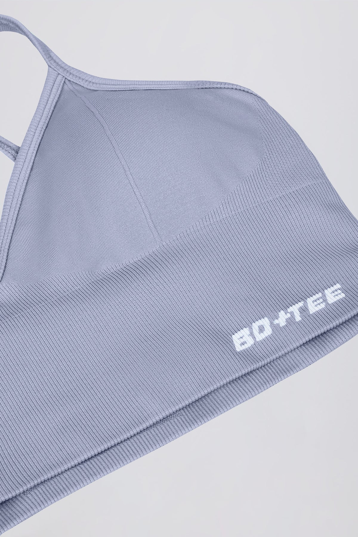Chic Define Luxe V-Neck Sports Bra in Blue Grey