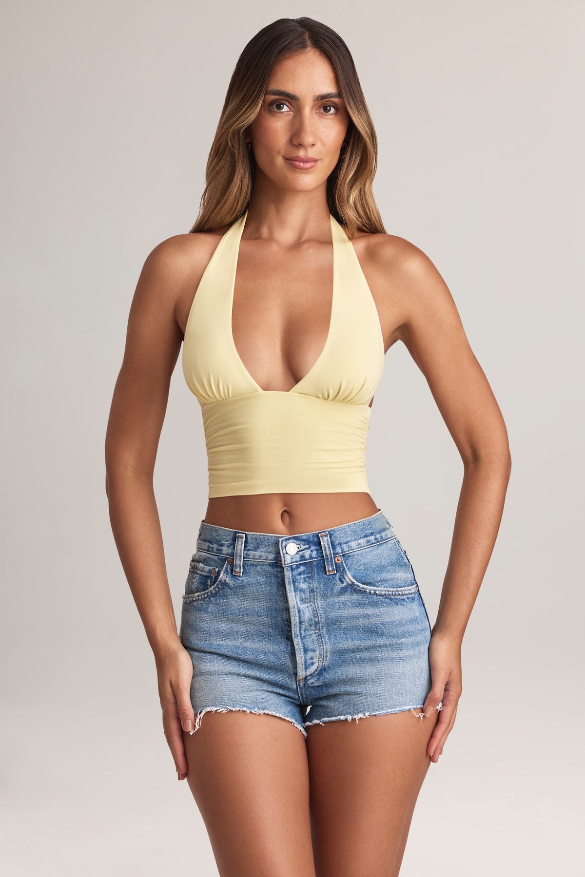 Chic Modal Halterneck Top in Lemon Sherbet