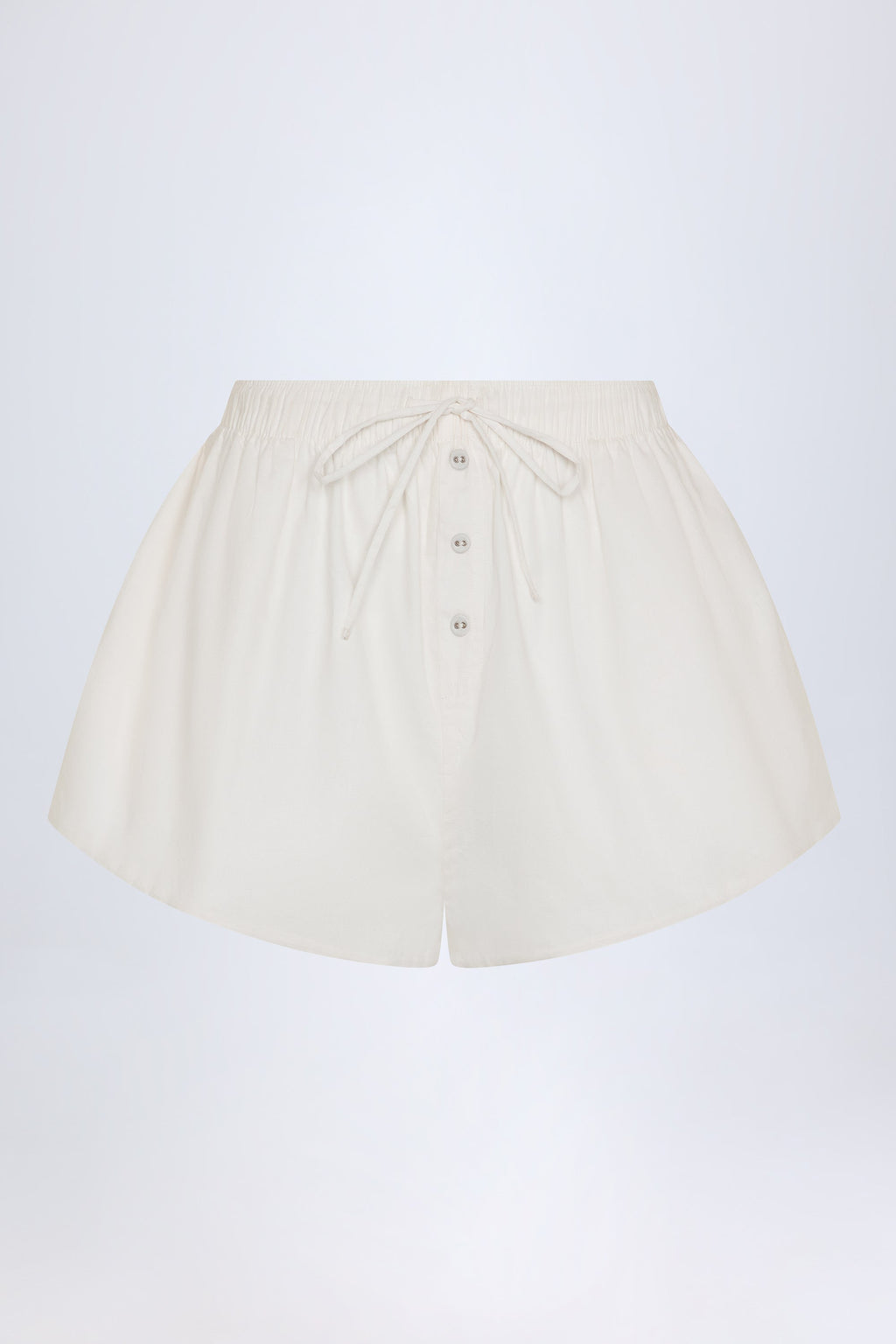 Chic Tie-Front Cotton-Poplin Shorts in White