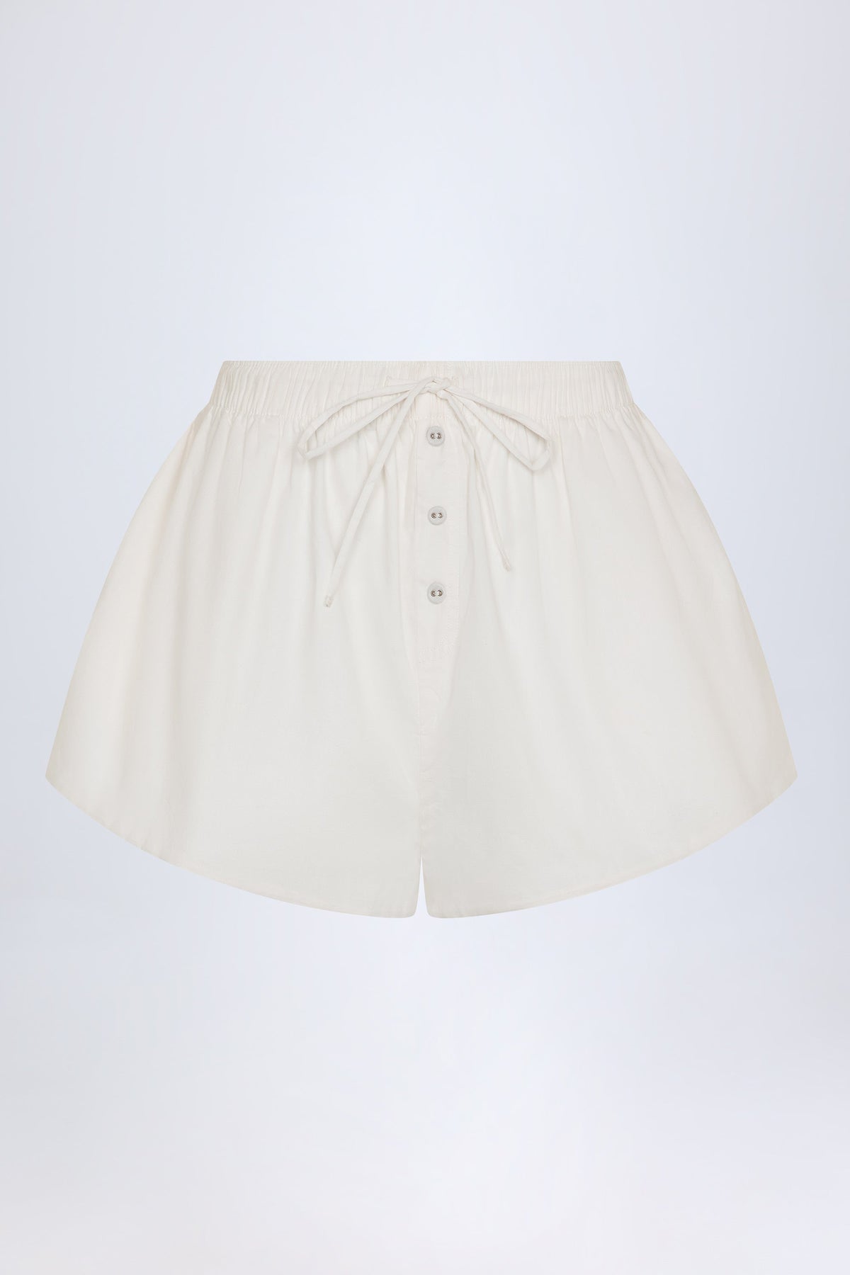 Chic Tie-Front Cotton-Poplin Shorts in White