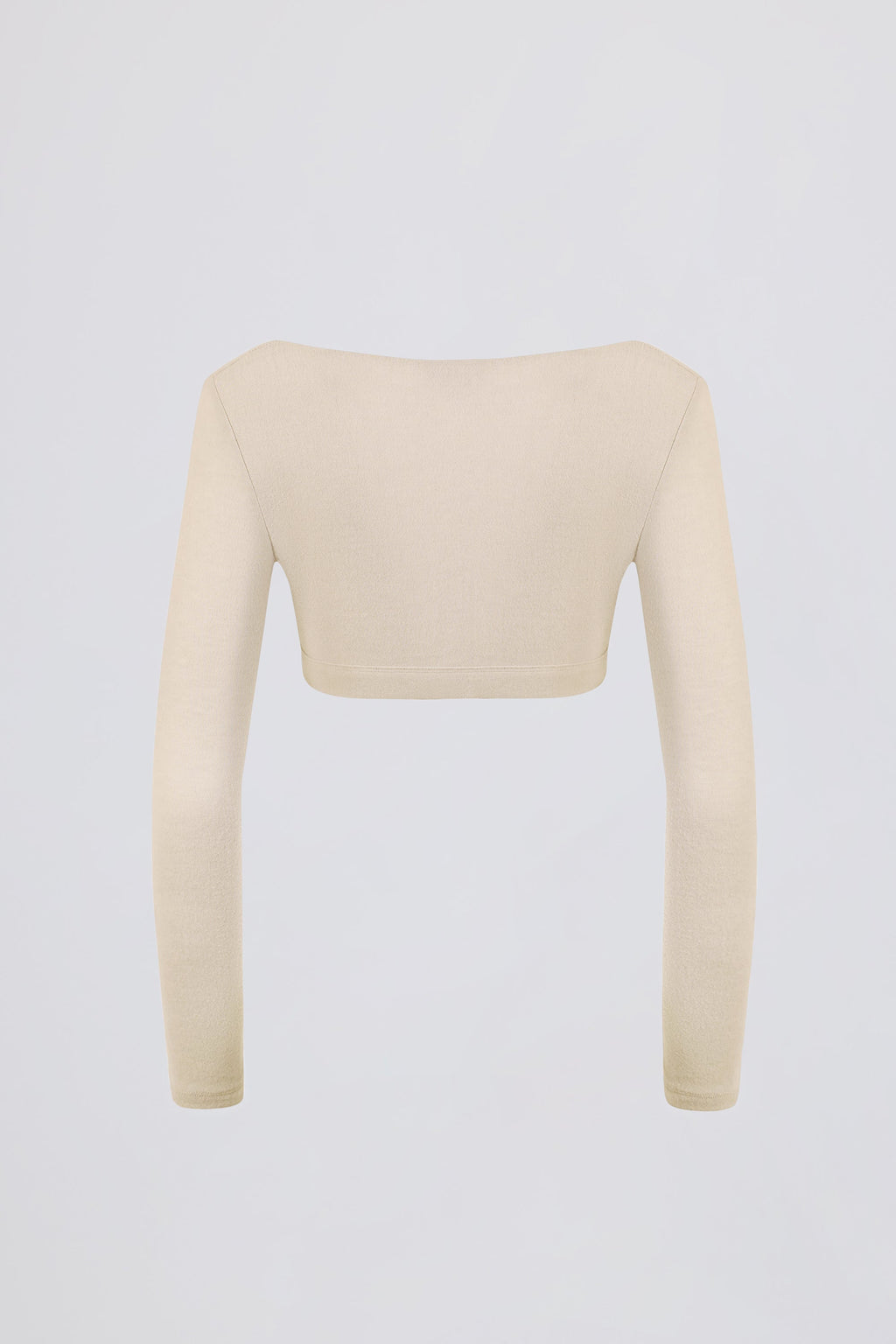 Chic Brushed Jersey V-Neck Crop Top in Ecru
