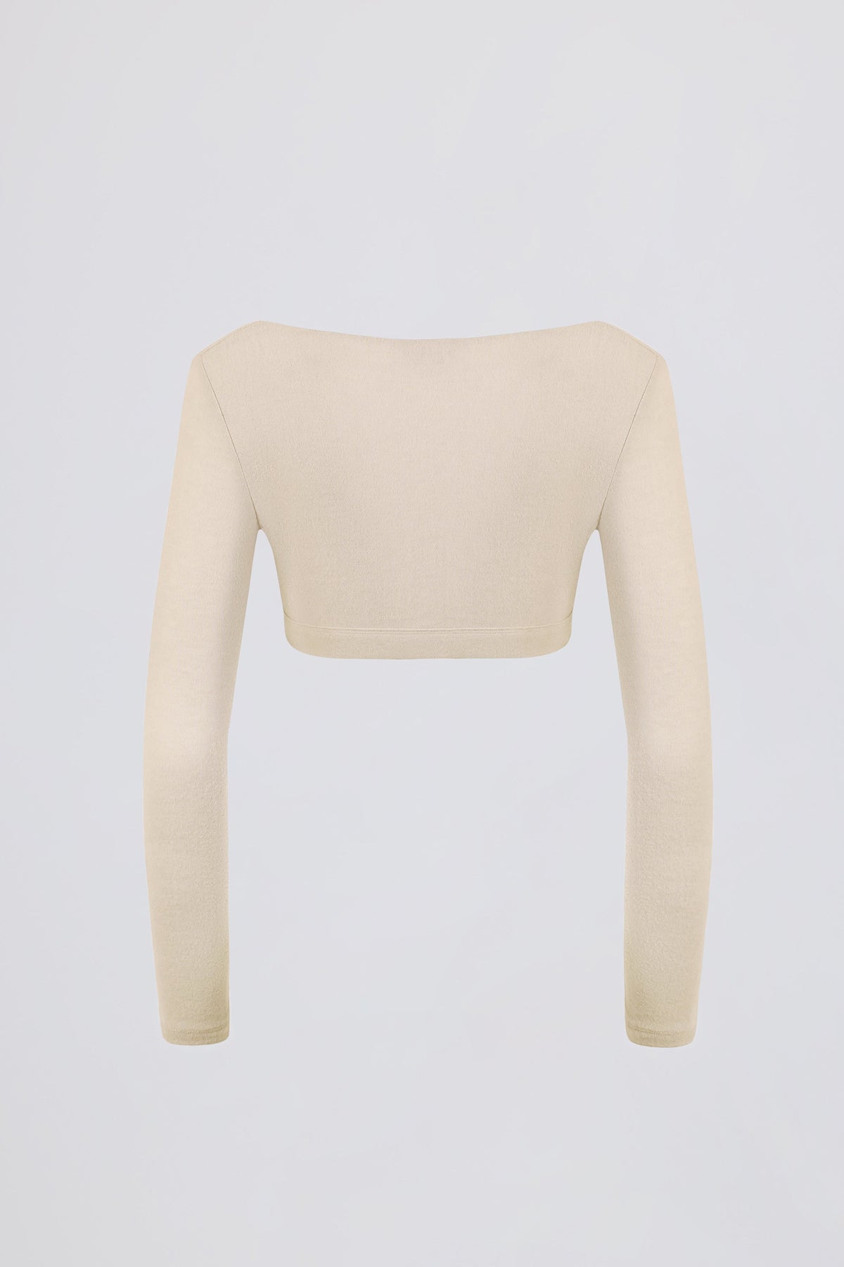 Chic Brushed Jersey V-Neck Crop Top in Ecru