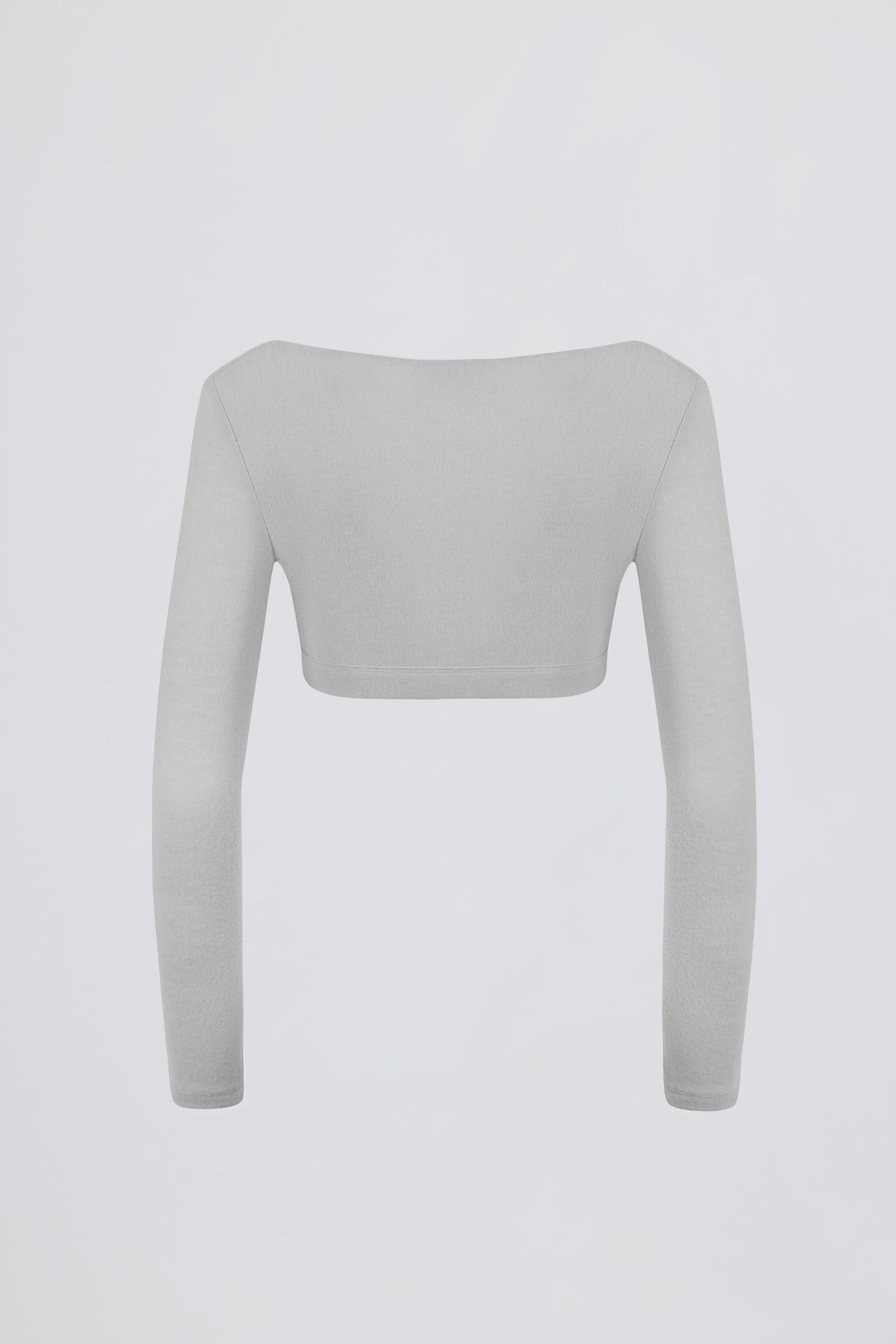 Chic Brushed Jersey V-Neck Crop Top in Fog Grey