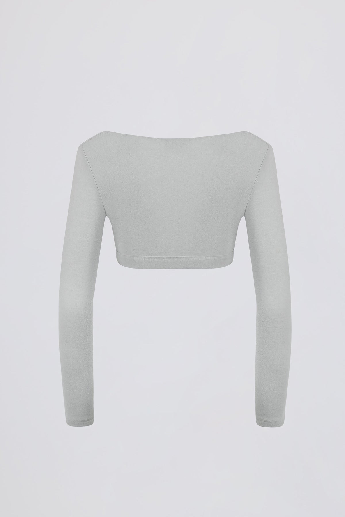 Chic Brushed Jersey V-Neck Crop Top in Fog Grey