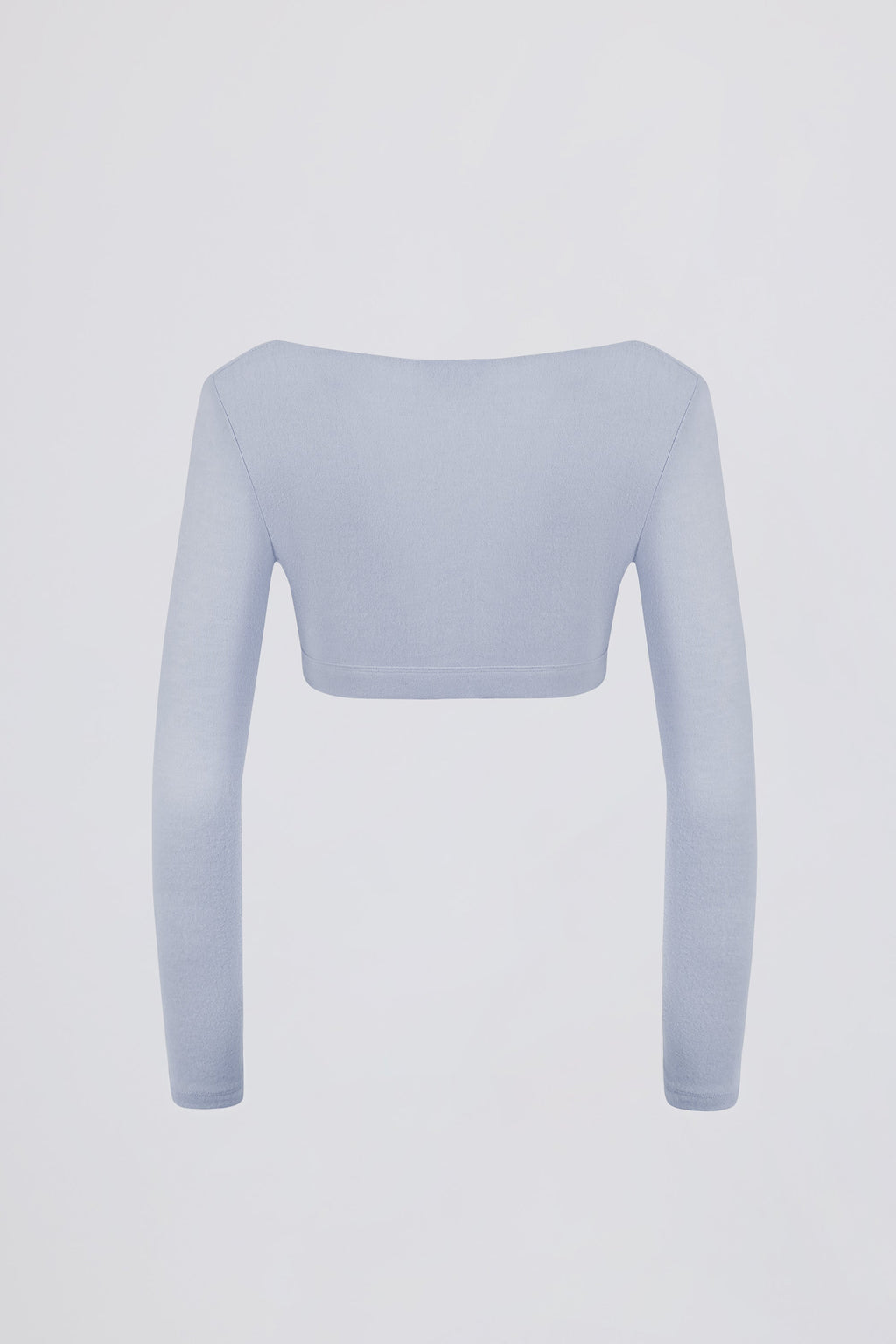Chic Brushed Jersey V-Neck Crop Top in Soft Blue