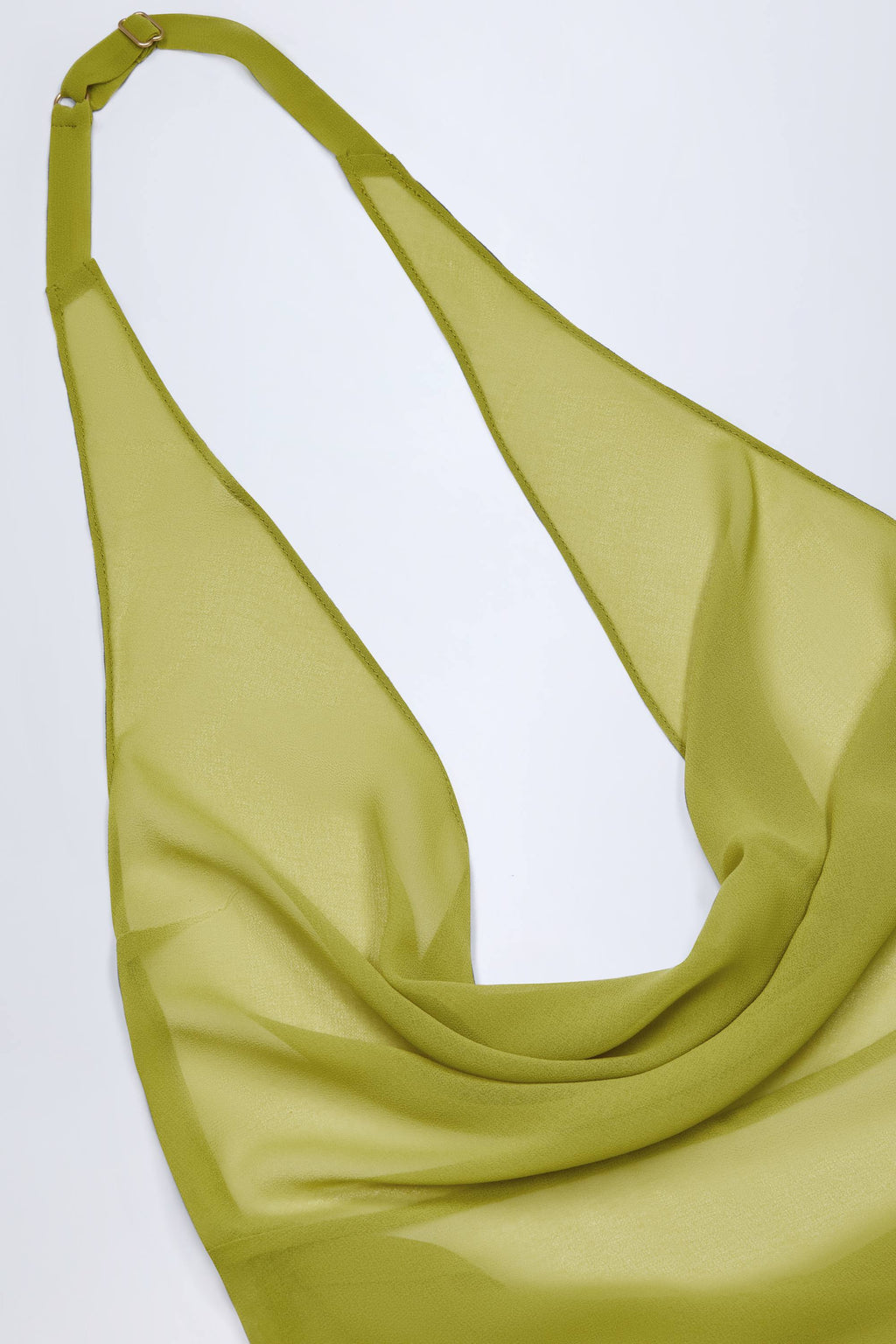 Chic Cowl-Neck Backless Mini Dress in Olive Green