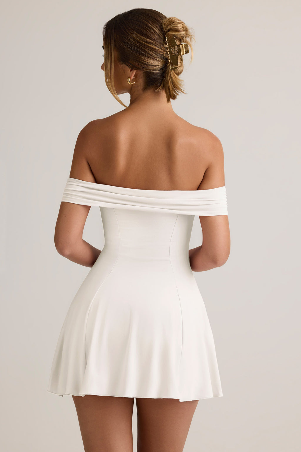 Chic Modal Off-Shoulder A-Line Mini Dress in White