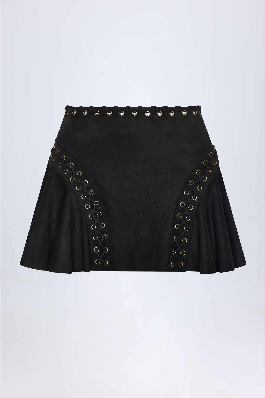 Chic Lace-Up Mid-Rise Mini Skirt in Black