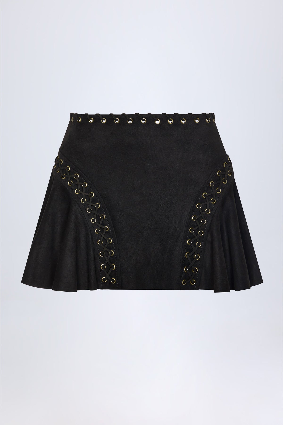 Chic Lace-Up Mid-Rise Mini Skirt in Black
