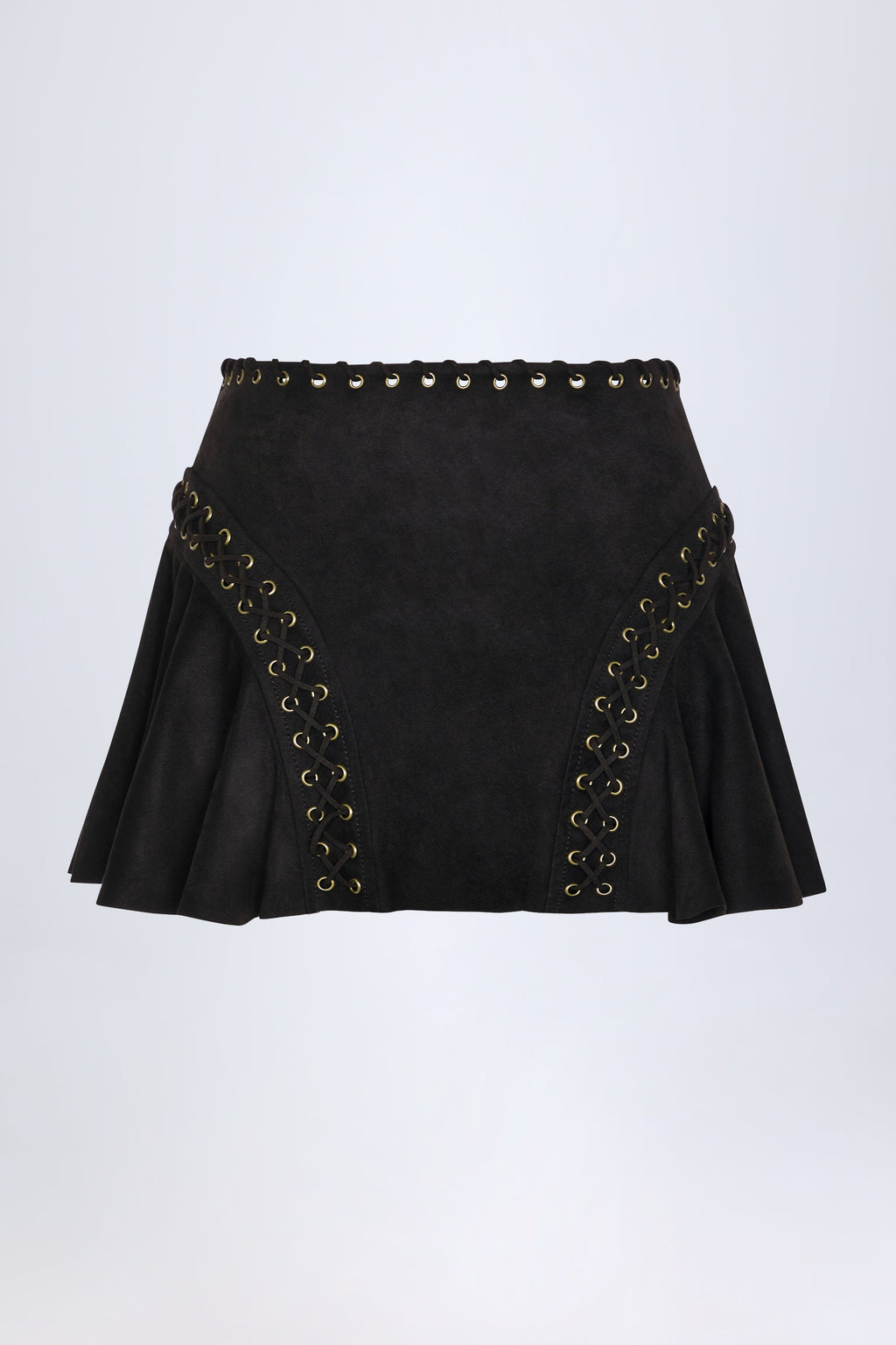 Chic Lace-Up Mid-Rise Mini Skirt in Black