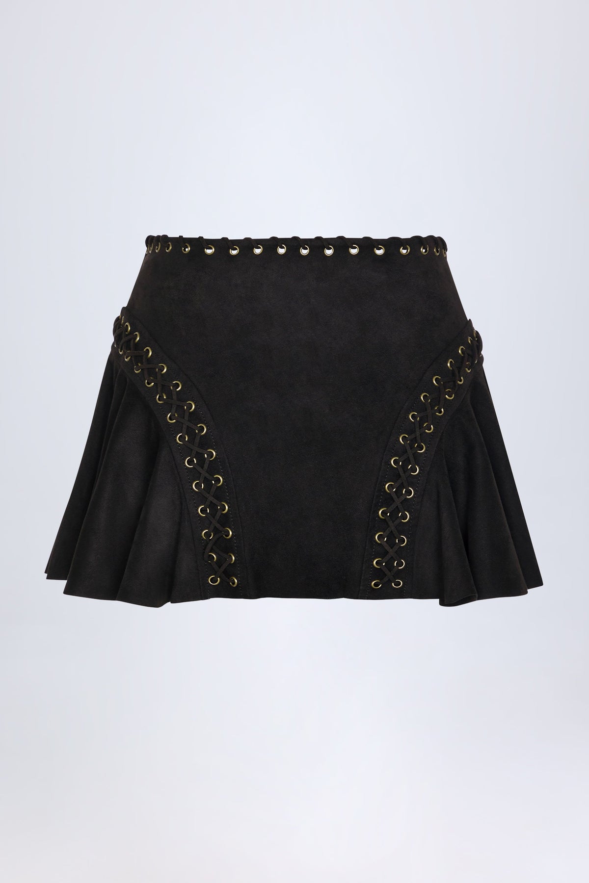 Chic Lace-Up Mid-Rise Mini Skirt in Black