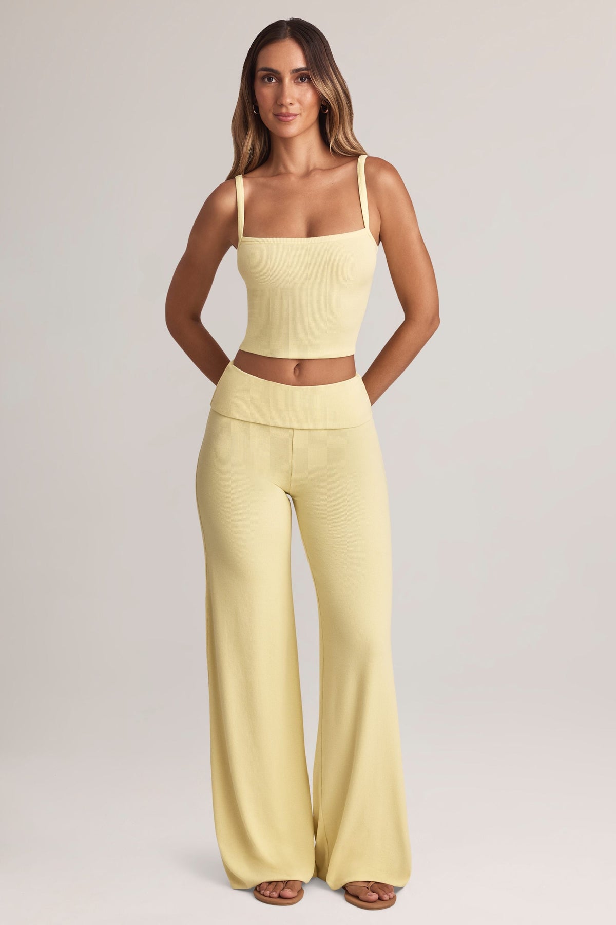 Chic Modal Square-Neck Camisole Top in Lemon Sherbet