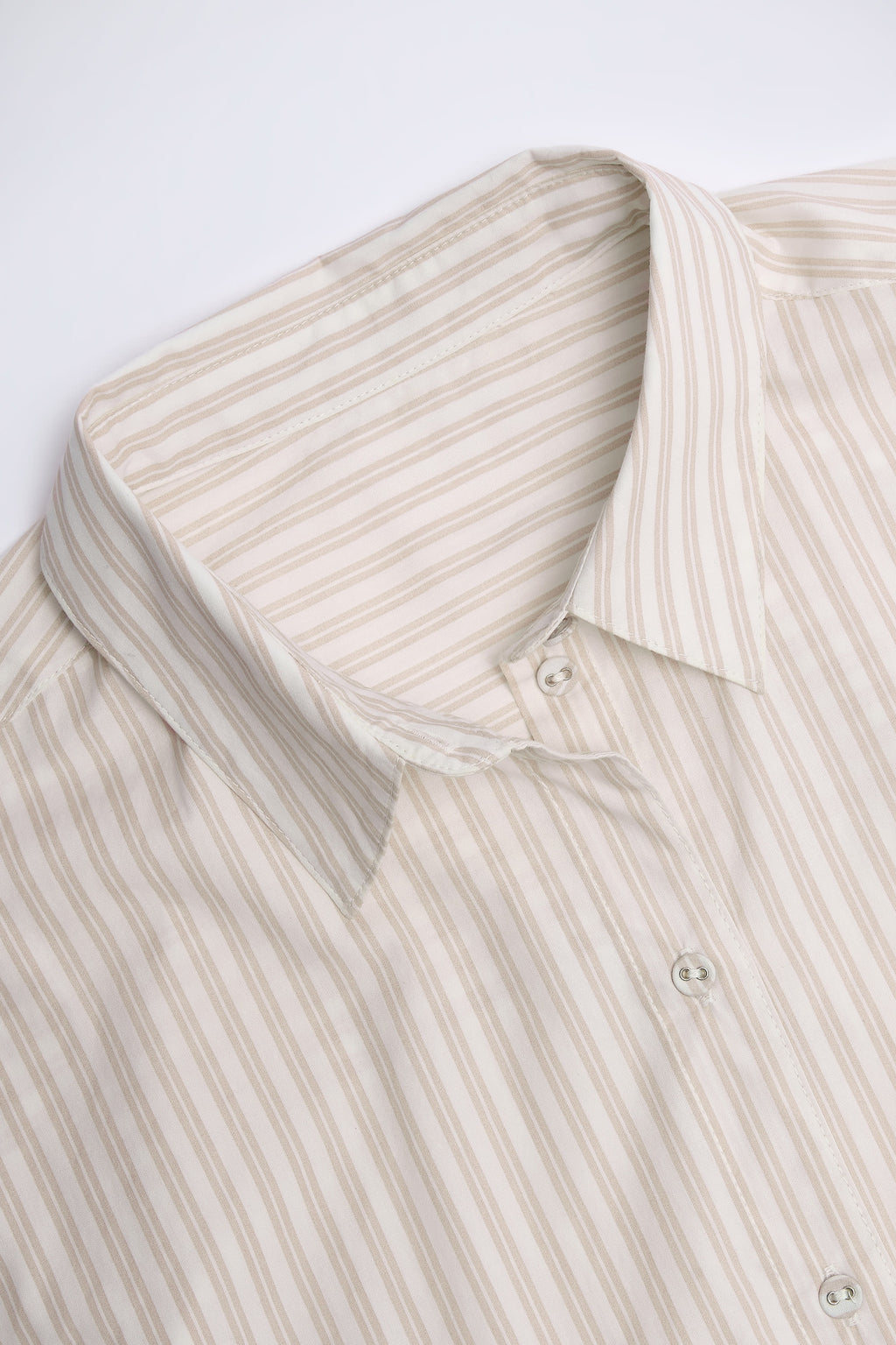 Chic Oversized Cotton-Poplin Shirt in Taupe Stripe
