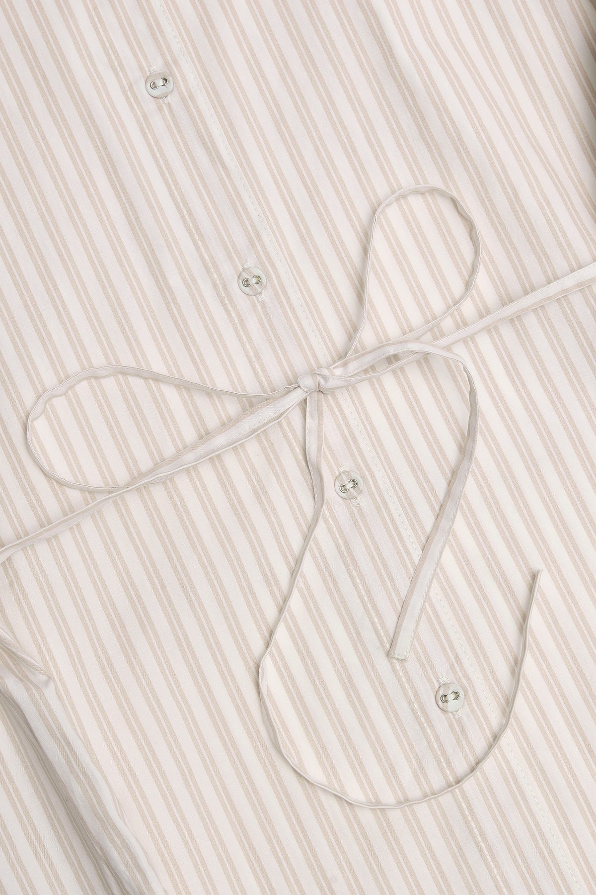 Chic Oversized Cotton-Poplin Shirt in Taupe Stripe