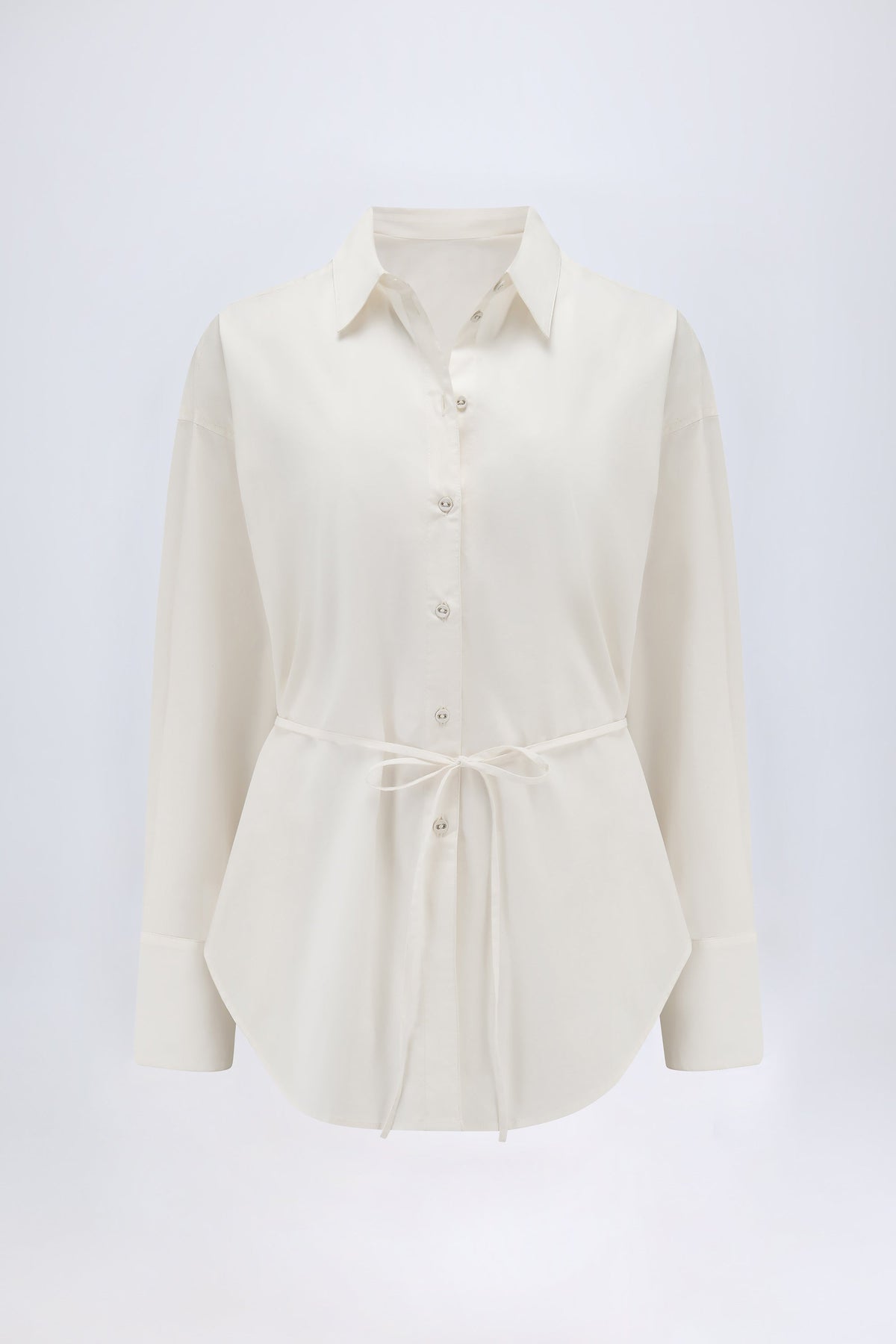 Chic Oversized Cotton-Poplin Shirt in White