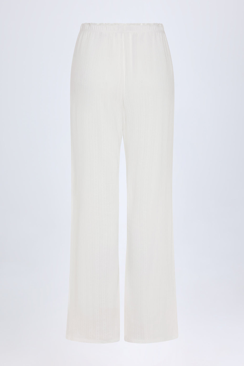 Chic Pointelle Mid-Rise Straight-Leg Trousers in White