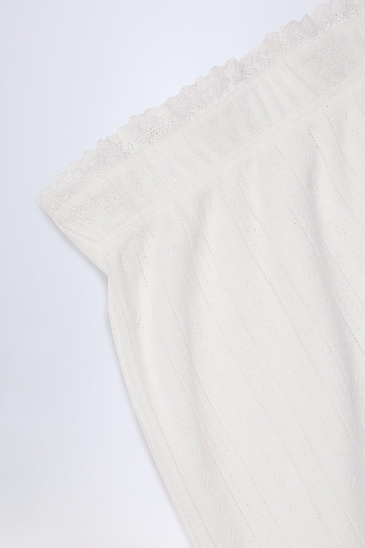 Chic Pointelle Mid-Rise Straight-Leg Trousers in White