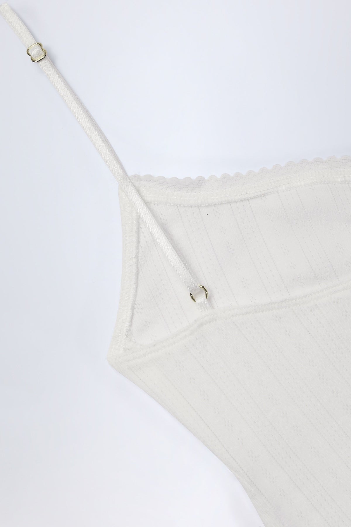 Chic Pointelle Ruched Camisole Crop Top in White