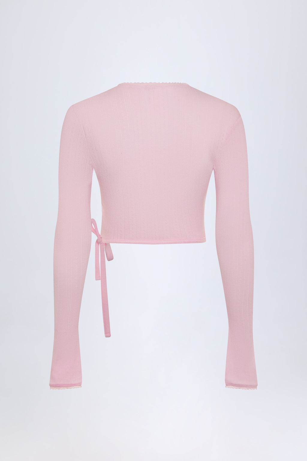 Chic Pointelle Wrap Crop Top in Baby Pink