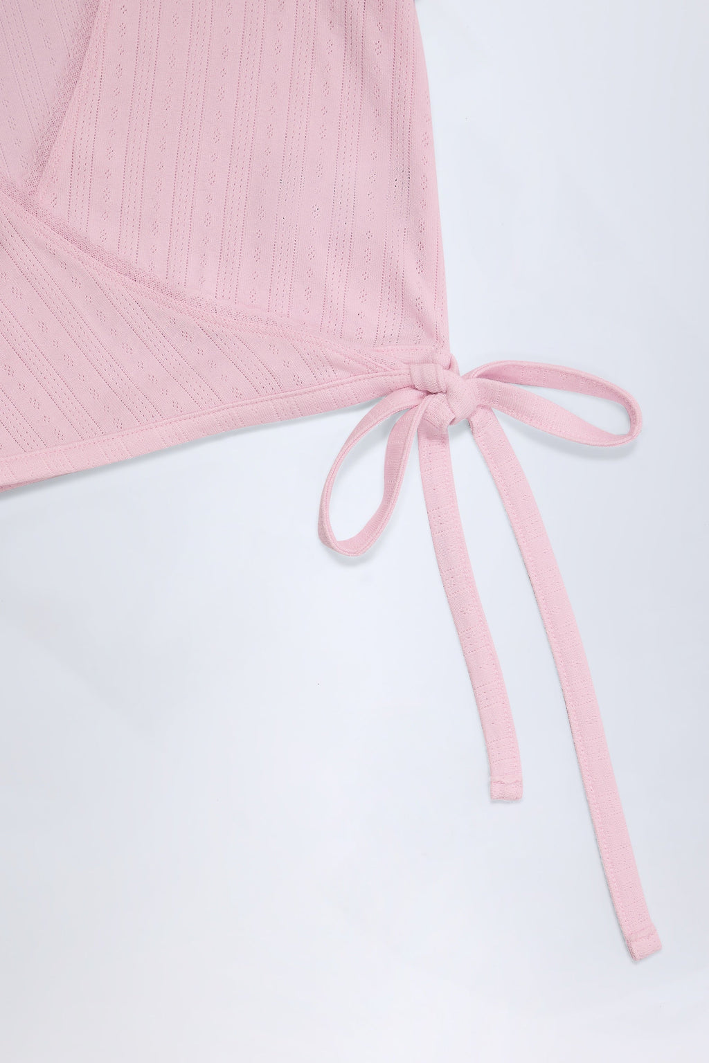Chic Pointelle Wrap Crop Top in Baby Pink