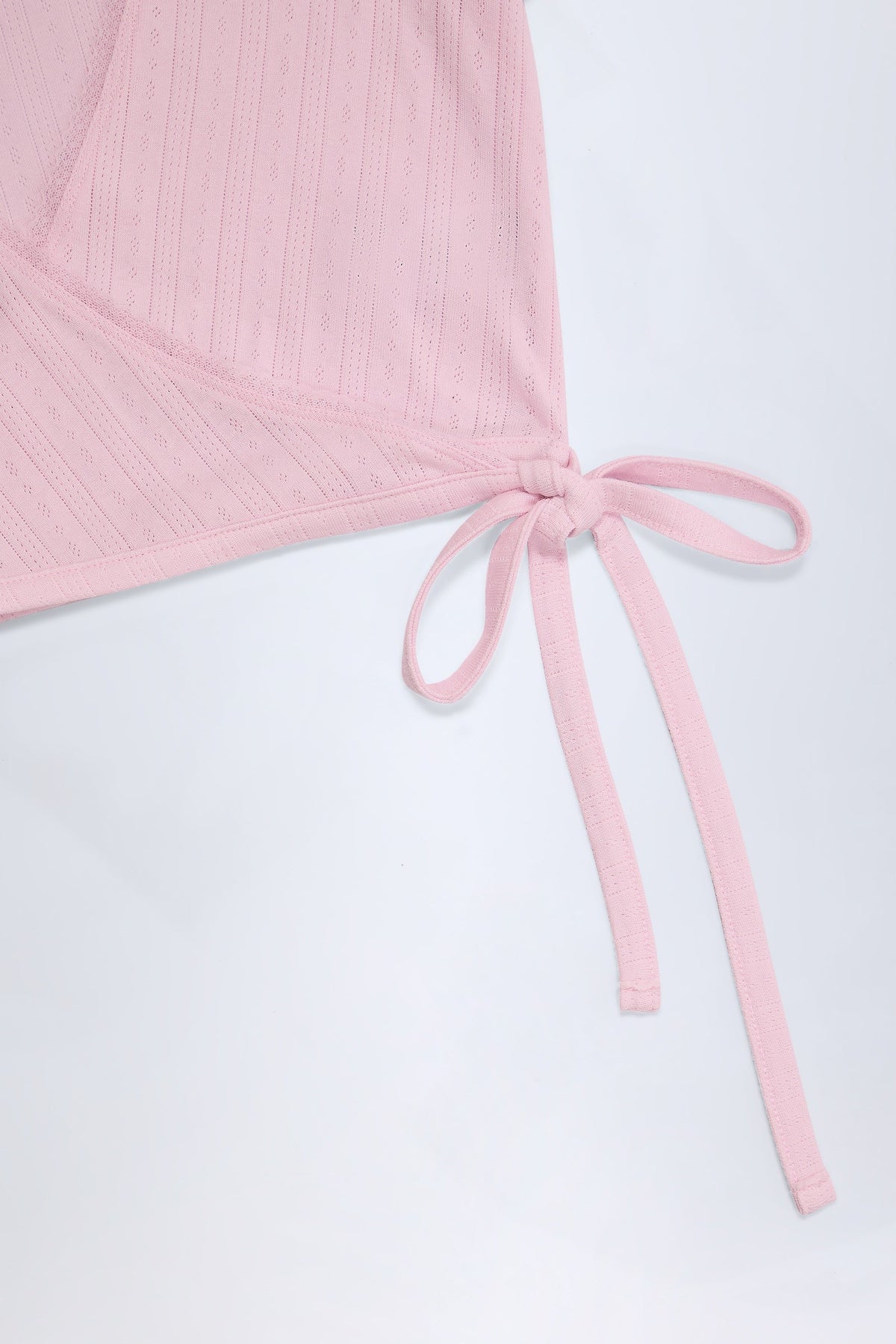 Chic Pointelle Wrap Crop Top in Baby Pink