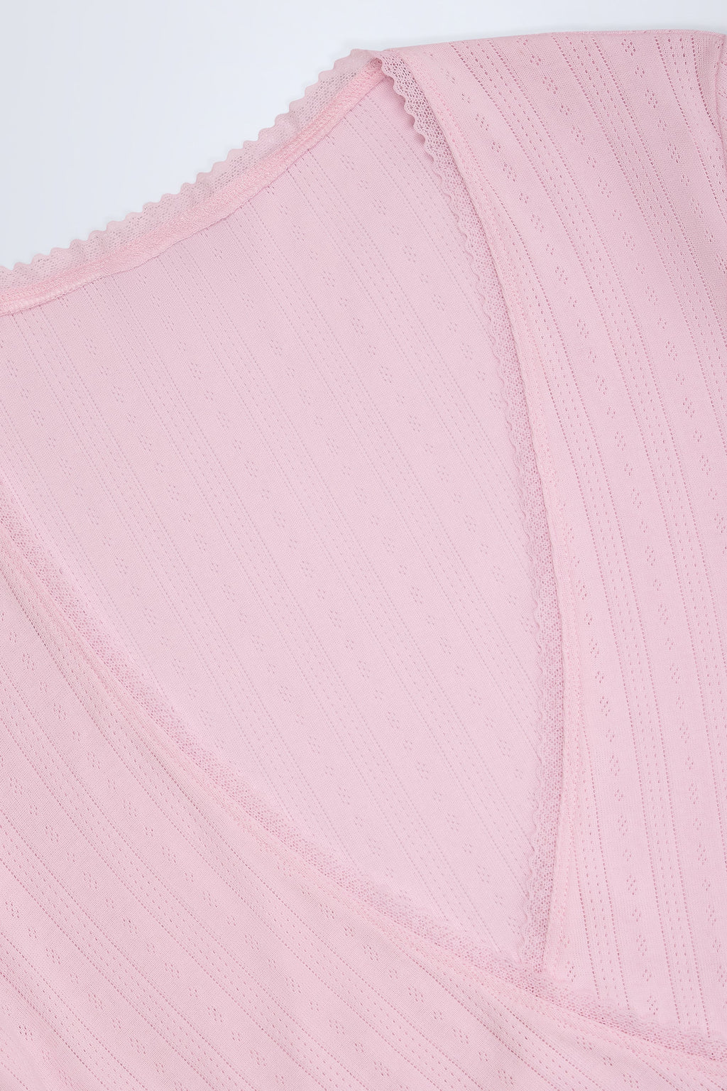 Chic Pointelle Wrap Crop Top in Baby Pink