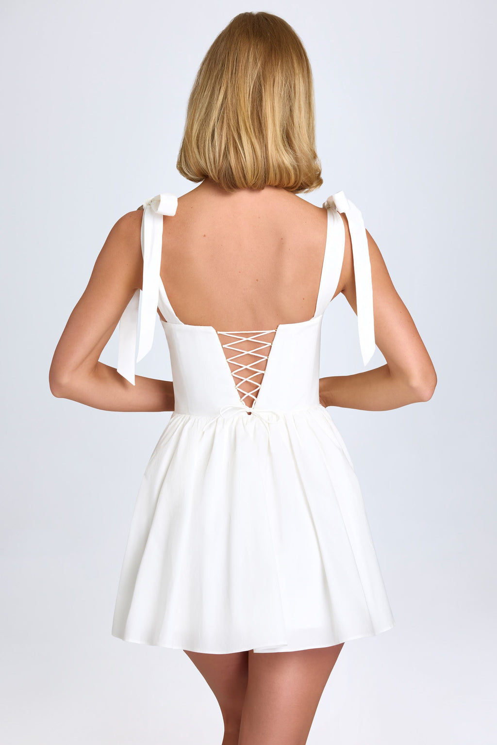 Chic Ruched Corset Mini Dress in White