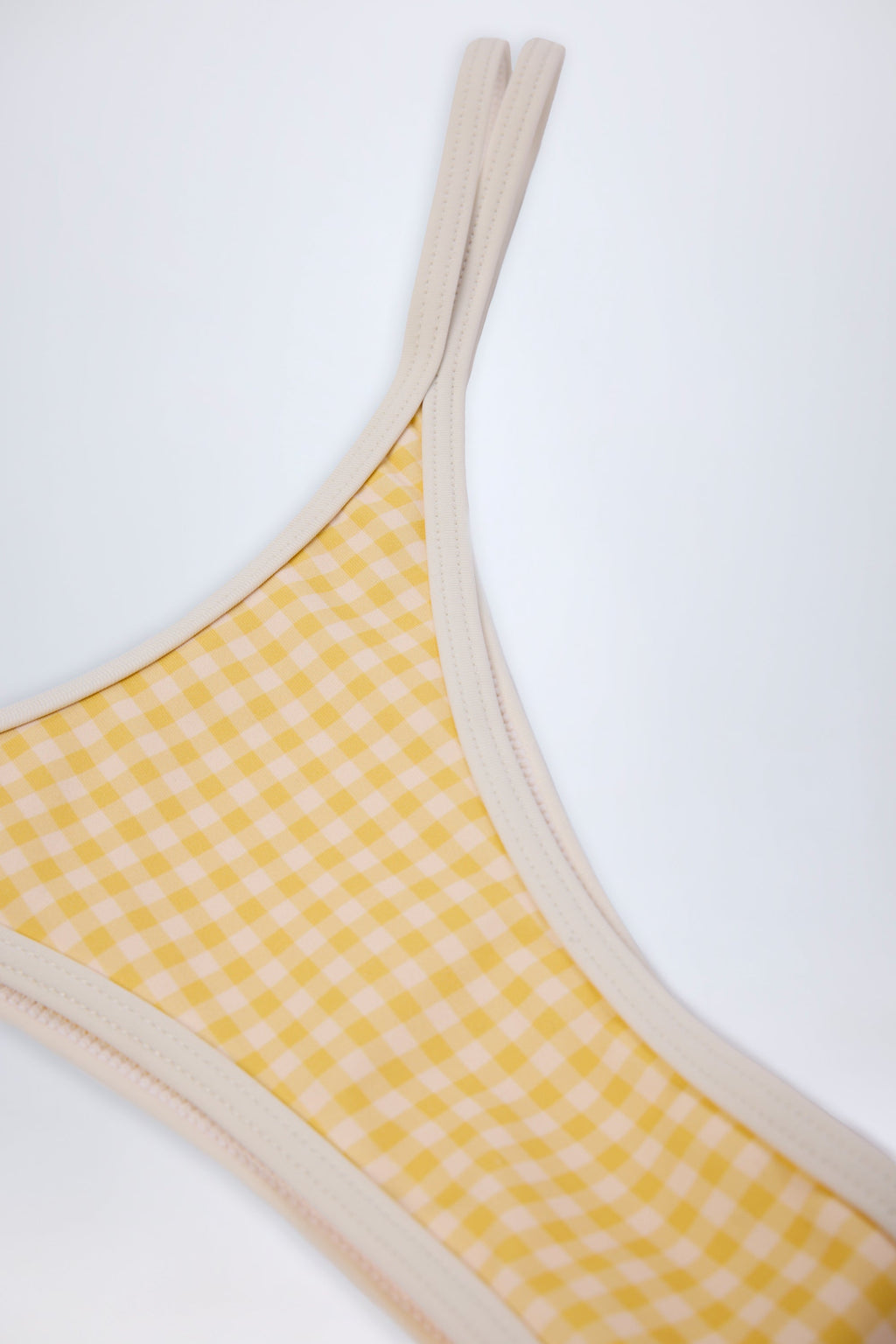 Chic Double-Strap Cheeky Bikini Bottoms in Yellow Gingham