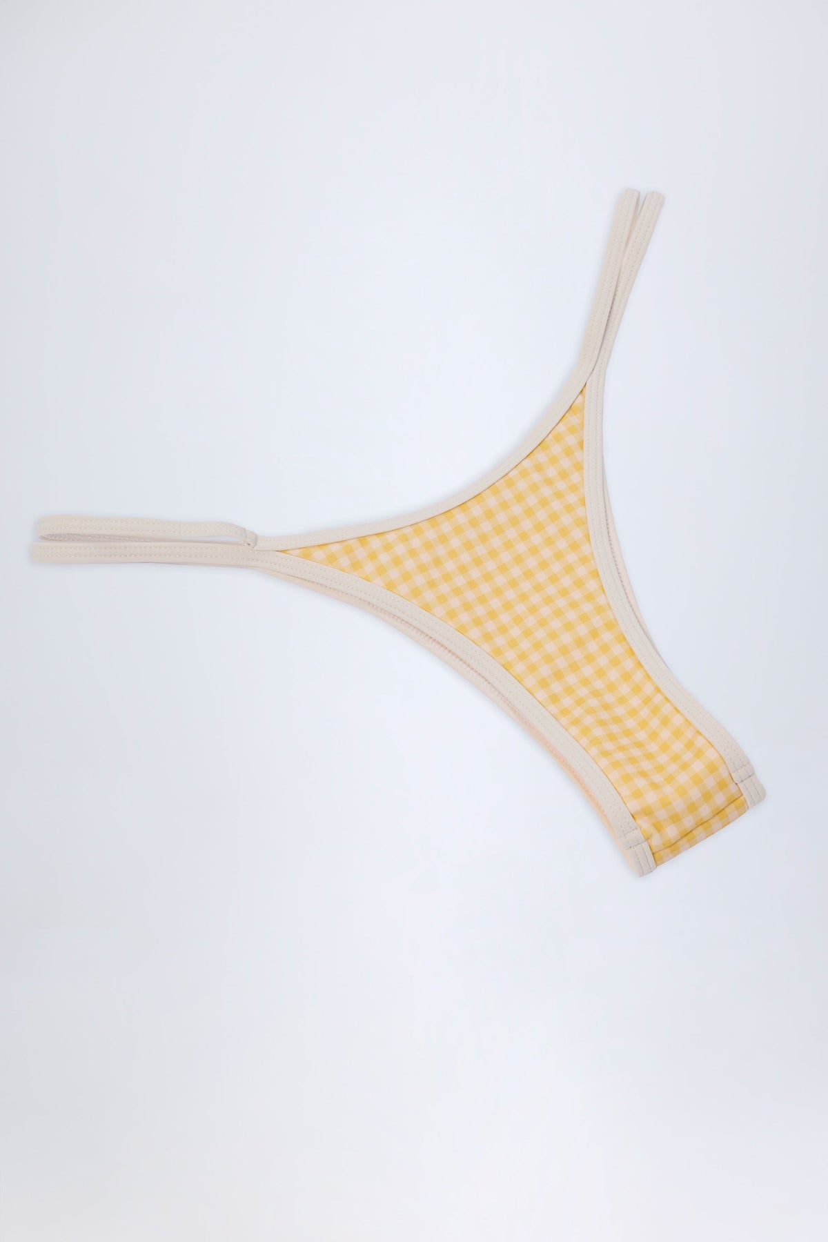 Chic Double-Strap Cheeky Bikini Bottoms in Yellow Gingham