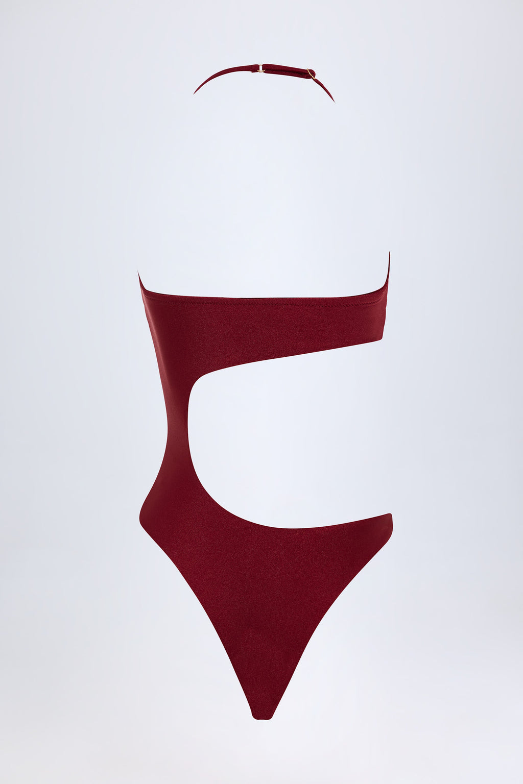 Chic Bead-Embellished Cut-Out Bandeau Swimsuit in Dark Cherry
