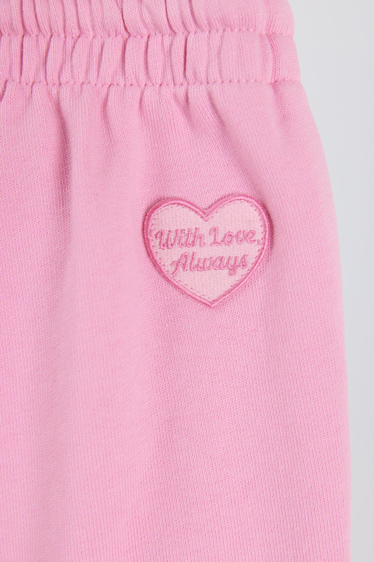 Chic Soft Cotton Jersey Mid-Rise Wide-Leg Joggers in Baby Pink