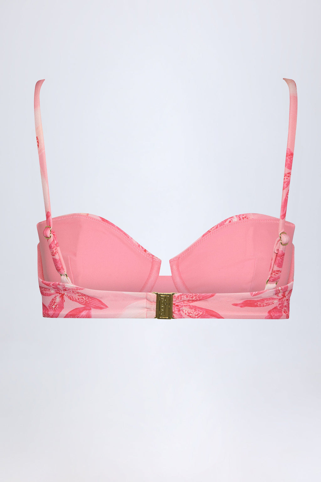 Chic Underwired Balconette Bikini Top in Pink Orchid Print