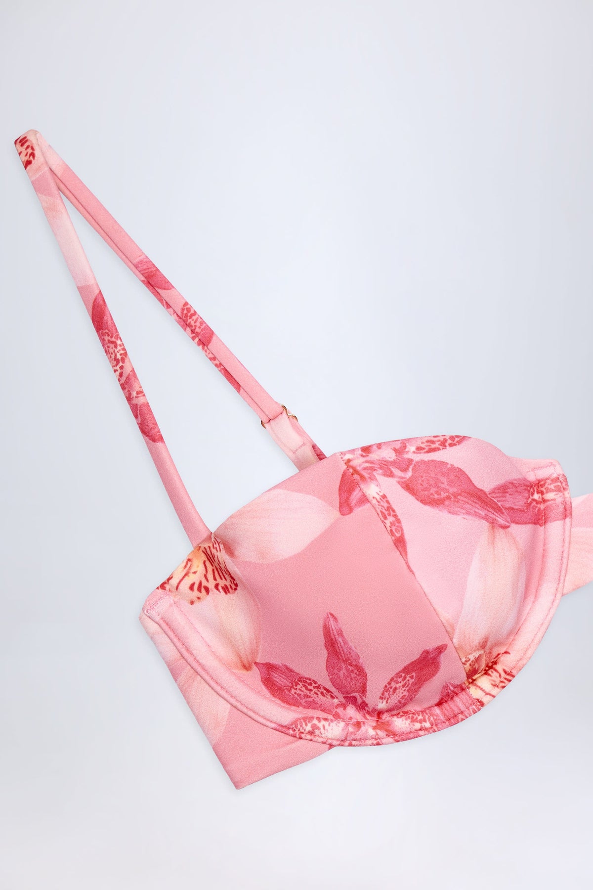 Chic Underwired Balconette Bikini Top in Pink Orchid Print