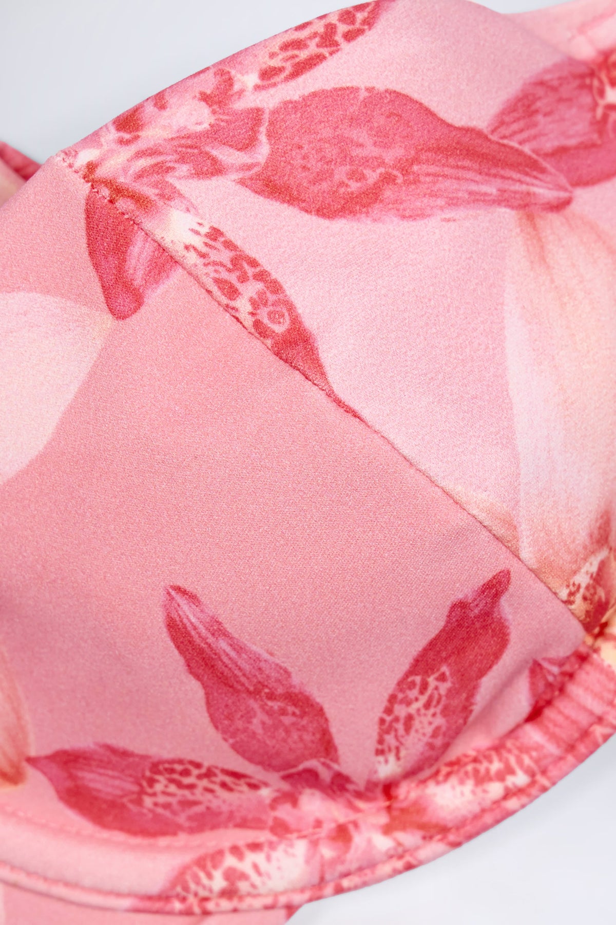 Chic Underwired Balconette Bikini Top in Pink Orchid Print