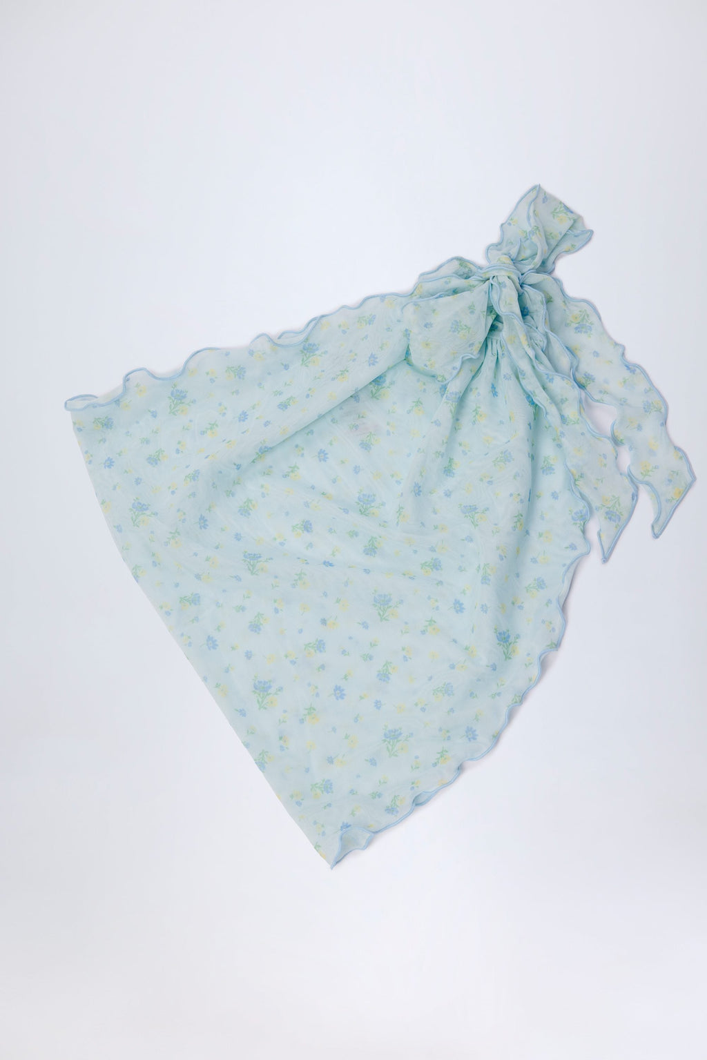 Chic Side-Tie Sarong in Blue Floral