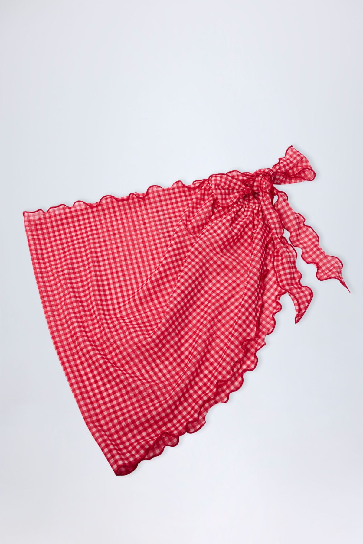 Chic Side-Tie Sarong in Red Gingham